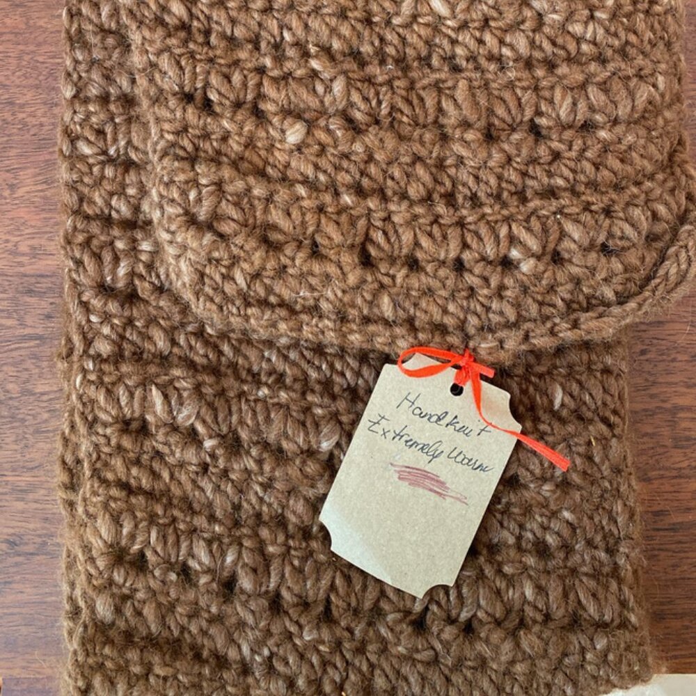 Handknit 100% Baby Alpaca Wool Scarf and Headband